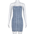 Fashion Backless Tube Denim Dress