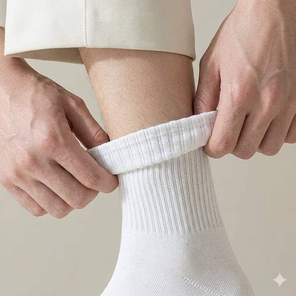 Unisex Premium Cotton Sports Crew Socks | High-Elastic Moisture-Wicking Running Socks in Black & White