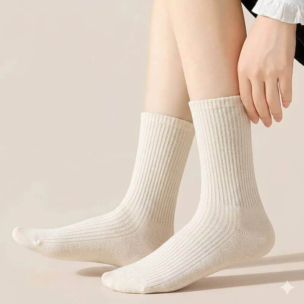 Unisex Premium Cotton Sports Crew Socks | High-Elastic Moisture-Wicking Running Socks in Black & White