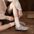 Premium Heavyweight Japanese Cotton Socks - Unisex Retro Solid Color Crew Socks, Soft Ribbed Knitted Casual Socks with Cushioned Towel Sole